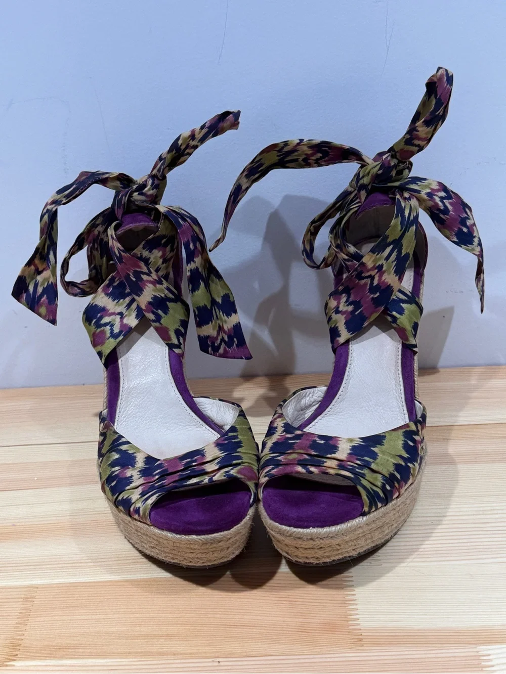 UGG Lucianna Marrakech Silk Tie Espadrille Wedges - Purple/Multi